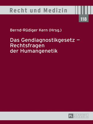 cover image of Das Gendiagnostikgesetz  Rechtsfragen der Humangenetik
